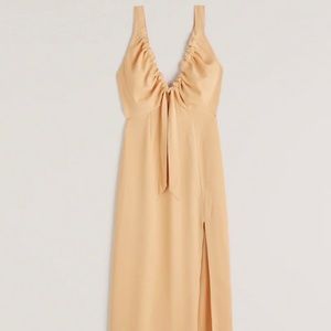 Cinched Neck Slip Midi Dress